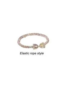 1 Piece Of Clear And Colorful Glass Crystal Bracelet, Cute Bead With Heart-Shaped Bow, High-End And Niche Design Bracelet, Bell Bracelet