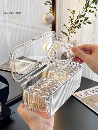 1 pezzo/15 pezzi Scatola portaoggetti per arte di unghie in acrilico di lusso con coperchio - a tenuta di polvere, spaziosa e organizzata, adatta per punte delle unghie, accessori ed elementi essenziali di bellezza - ideale per salone o uso domestico