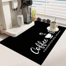 1pc Home Decor, Coffee Cup Printed Drain Mat, New Absorbent Kitchen Counter Drying Pad, Kitchen Dish Drying Mat - Dish Pad, Soft Diatomite Non-Slip Quick Dry Mat, Suitable For Kitchen Counter, Coffee Maker, Espresso Machine, Etc.