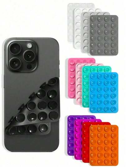 Support de téléphone en silicone avec ventouse - Support de vidéo selfie pour téléphone/téléphones Android (set de 1/2/3/4/5 pièces, 16 couleurs) - Sans résidu et décoration de bureau élégante, designs de Noël, designs de Ramadan, designs de la Saint-Valentin
