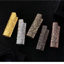 1 pieza Carcasa para encendedor con diseño 3D de Pixiu, apta para encendedor BIC J6 de tamaño completo: carcasa de metal fashion durable a prueba de explosiones, encendedor vintage minimalista a prueba de viento y duradero - Multicolor - Ver 2