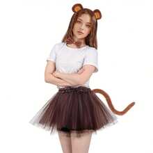 4 件套卡通猴子服装配饰（头带 + 蝴蝶结 + 尾巴 + 芭蕾舞裙），非电动，无羽毛，涤纶，非常适合派对、生日、婚礼装饰