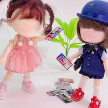 迷你手机模型、可爱卡通手机模型、逼真手机图案、麦克风装饰、娃娃手机模型、娃娃屋配件 - 彩色 - 查看 5