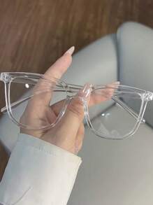 1 Stück/3 Stücke modische eckige Brillen für Damen und Herren, passend zum Outfit, zum Arbeiten am Computer, Smartphone und Fernsehen, stilvoller Campus-Stil, transparenter schwarzer Rahmen, dekoratives Design