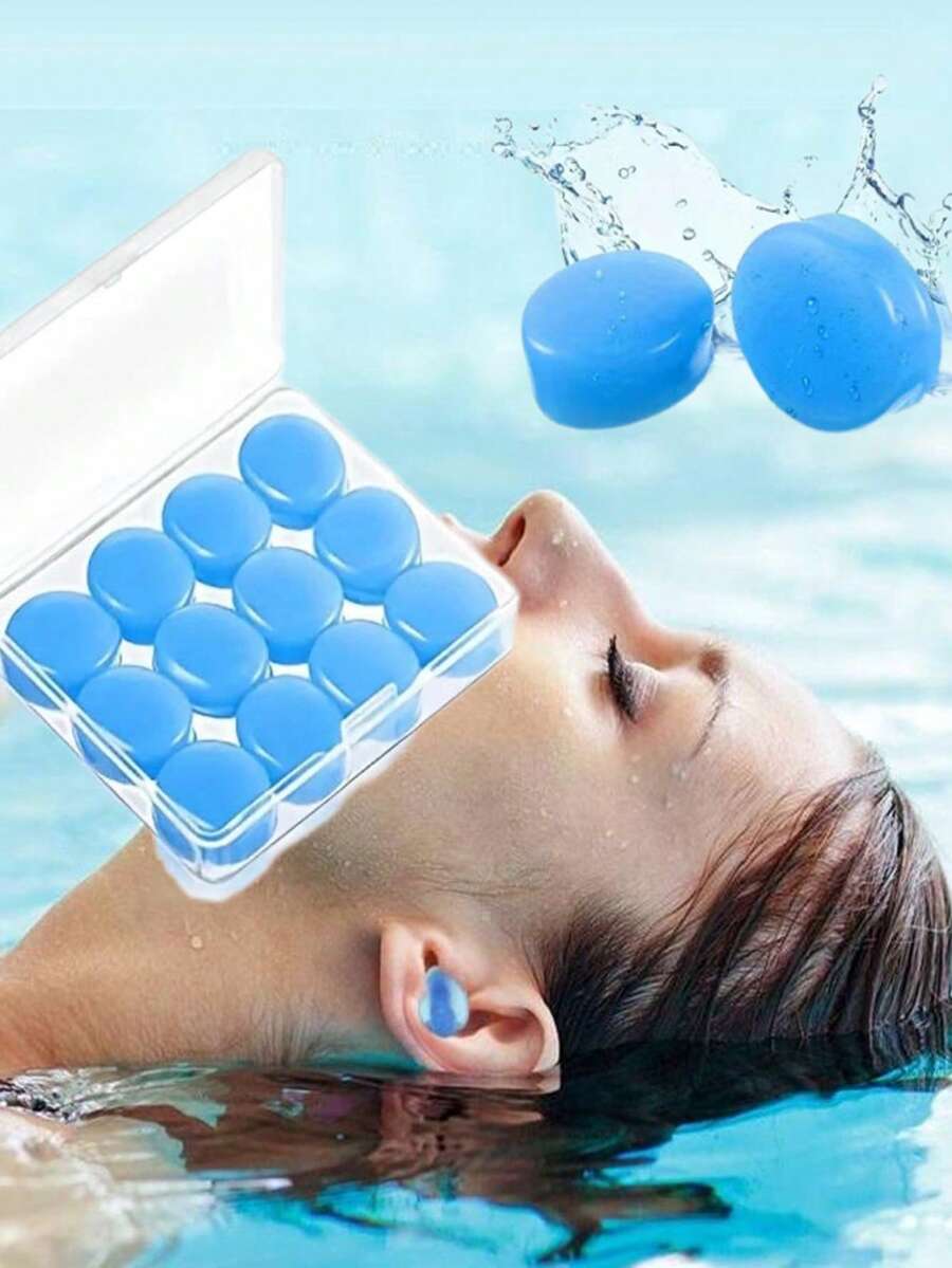 12pcs/6pcs/2pcs Silicone Ear Plugs, Noise-Proof, Waterproof For Swimming & Shower, Reusable
