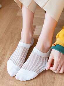 1/5/10 pares de calcetines invisibles de verano de unicolor y transpirables para mujer, con silicona blanca antideslizante para mocasines