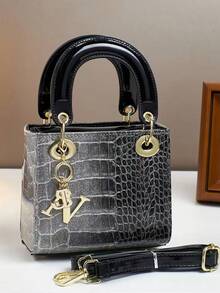 奢华鳄鱼纹压花手提包 - 女士时尚手提包、单肩包、斜挎包 - 彩色 - 查看 9