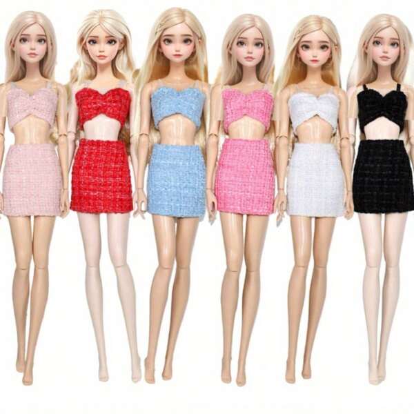 2pcs/Set Fashion Doll Dress For 11.5 Inch Doll Clothes Princess Dress 1/ 6 Dolls Accessories DIY Dollhouse Toys (Not Include Doll)
