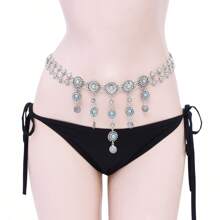 1 pièce Chaîne de corps de style vintage, ceinture de taille bohème usée sculptée