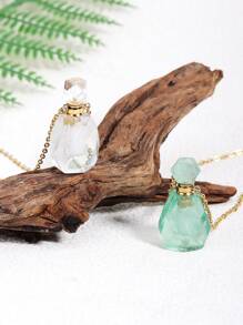 1PC Luxury Perfume Bottle Crystal Necklace For Women Natural Stone Faceted Bottle Pendant Healing Diffuser Pendant Jewelry Gift H672