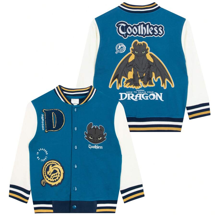 How to Train Your Dragon Boys Jacket , Toothless Boys Bomber Jacket, Baseball Jackets For Kids - Blue - View 1