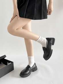 2025 Spring New Japanese Style Black Thick Sole Increased Height Loafers, Retro British Style JK, Versatile Flats (Run Small By 1 Size)