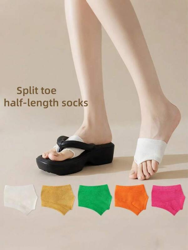 Split Toe Half Flip-Flops Half Palm Socks Anti-Wear Invisible Socks Women's Summer Thin Forefoot Non-Slip