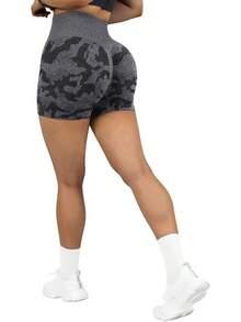 Seamless High Waisted Booty Shorts For Workout - Camuflaje negro de 3" - Ver 1