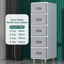 5/4/3/2/1-Tier Narrow Gap Drawer Storage Cabinet, Slim Side Shelf Unit, Multi-Layer Plastic Nightstand, Bathroom - Multicolor - View 10