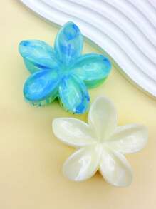 1pc Women Large Size Blue Gradient Flower Plastic Lightweight Hair Clip, Fashionable And Versatile High-End Elegant Simplistic Solid Color Hair Accessory, Suitable For Daily Casual, Party, Commute, Vacation, Hairstyling, Makeup, Outfit Matching Hair Claws Claw Clips Hair Clips Hair Jaw Clip Hair Clamps Hair Clutch Hair Catcher Clip