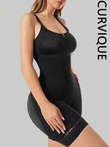 CurviQue 1PC Fajas Colombianas Postpartum Shapewear For Women Tummy Control Butt Lifter Full Body Shaper With Zipper Crotch
