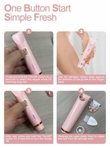 Multifunctional Shaver Rechargeable Electric Hair Removal Trimmer For Men And Women - Dual Head Shaver With USB Charging, Painless Wet And Dry Use 400mAh