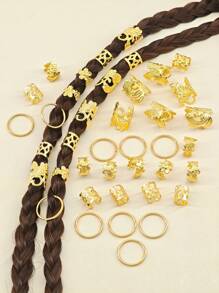 40pcs/Set Mixed Shapes Dreadlock Hair Ties, Suitable For Braiding Hairstyles, Adjustable Hair Bands For All Seasons