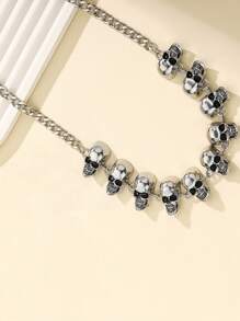 suteyi 1 pieza Collar de estilo gótico de moda con cuello exagerado y múltiples calaveras conectadas