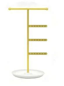 1pc Creative T-Shaped Necklace Display Stand, Earring & Bracelet Organizer, Bedroom Bathroom Office Desk Jewelry Holder, Christmas Gift