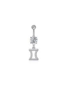 1 bucată culoare argintie culoare auriu-roz douăsprezece constelații zirconia sexy lung inel pentru buric piercing din oțel chirurgical femei inel pentru buric
