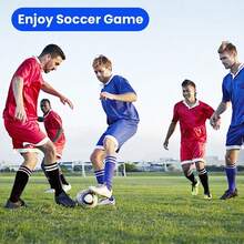 1 双纯色双条纹过膝足球袜，男士运动足球比赛训练透气小腿保护，多种颜色可选，适合所有季节 - 彩色 - 查看 2