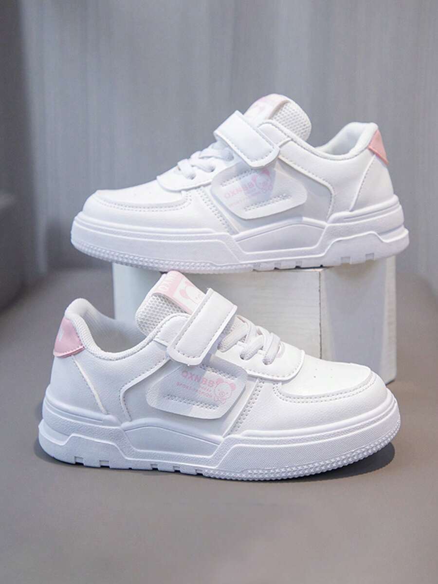 Niños y niñas  niño zapatos de tabla blanco suave fondo antideslizante baja banda cien zapatos de bebé - Rosa brillante - Ver 1