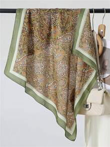 1 pezzo Sciarpa da donna elegante in raso con stampa paisley, 70x70cm, adatta per uso quotidiano, stile bohémien
