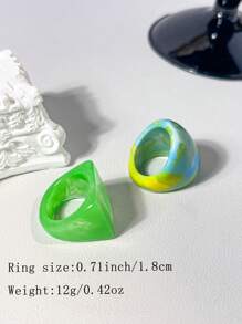 1 pieza Nuevo brazalete de resina transparente, diseño geométrico de color brillante, teñido degradado tipo macarrón, versátil para banquetes y fiestas, se puede usar durante todo el año, brazalete verde