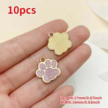 Mix de 10 peças de pingente de pata de gato com gotejamento de óleo em ouro antigo de 17x16 mm, face única, adequado para colar, pulseira, brinco, acessórios para fabricação de joias