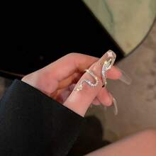 1pc Fashionable Exquisite Rhinestone Snake Shaped Adjustable Ring