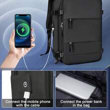 Balo du lịch Ryanair, Túi xách tay 40x20x25, Có thể mở rộng, Túi xách tay dưới ghế, Túi hàng không, Balo du lịch nữ, Balo thường ngày được chứng nhận hàng không, Balo hành lý ngoài trời Túi công tác cuối tuần có đầu ra USB Balo du lịch chống thấm nước cho nam - màu đen - Xem 2