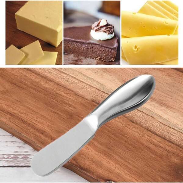 Stainless Steel Cheese Knife Set, Including Butter Knife, Pizza Cutter, Spreader, Fork For Kitchen, Elegant Cake Slicer
