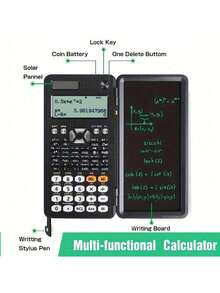 1 Stück schwarzer, solarbetriebener Taschenrechner mit 417 Funktionen, LCD-Display, Memo-Pad, professioneller klappbarer tragbarer Taschenrechner für Studenten, Schulbedarf, Schulbeginn