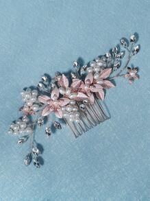 1 pièce Accessoire pour cheveux de mariée minimaliste avec perles et strass en or rose pour robe de mariée