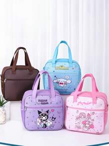 Sanrio 1 PC Sanrio Kuromi, HelloKitty Lunch Box Bag, Insulated Lunch Bag, Large-Capacity Lunch Box Bag, Storage Bag, Cartoon Theme Design Handbag, Suitable For Students, Offices, Outdoor Picnics, Various Uses, Non-Food Contact
