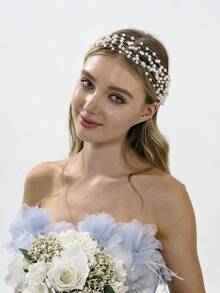 1 件优雅简约珍珠头带，适合女性婚礼、派对、节日发饰 - 銀色 - 查看 3