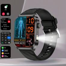 Aviwogr Nouvelle Montre Connectée avec Écran Incurvé de 2,01 Pouces, Synchronisation des Informations du Téléphone, Lampe de Poche LED Intégrée, Connectivité Sans Fil, Appel Vocal, Plus de 100 Modes Sportifs, Sports de Plein Air, Montre Connectée Unisexe