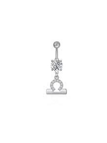 1 bucată culoare argintie culoare auriu-roz douăsprezece constelații zirconia sexy lung inel pentru buric piercing din oțel chirurgical femei inel pentru buric