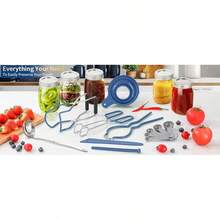 Glow HavenCanning Supplies Starter Kit,Canning Kit Beginners Of 9 With Jar Lifter,Wide Mouth Funnel,Wrench,Tongs,Lid Lifter,Bubble Popper,Canning Labels,Ladle,Measuring Spoon-Blue - 藍色 - 查看 8