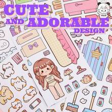 无需裁剪的卧室泡泡浴蓝色浴室可爱3D贴纸书，可用于风景拼贴、角色扮演、安静的手工活动 - 彩色 - 查看 5