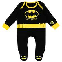 DC Comics Batman  | Batman "Sleep Training" Baby Boys' One Piece Sleep Suit | Babies' Sleepwear | Fast UK Delivery Shipping | Trusted UK Seller | Great Gift For Kids | Perfect For Halloween, Birthdays And Christmas - Black - View 1