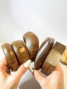 1 pièce Bracelet large en bois à motif géométrique rétro pour femmes - grain et variations de couleur naturels du bois. Accessoire de mode convenant pour le quotidien et les fêtes, minimaliste et - Multicolore - Voir 9