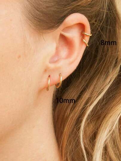 DAILI 4 Pairs Small Hoop Earrings Stainless Steel Hoop Earrings For Women Men Minimalist 14K Gold Plated Huggie Hoops Jewelry For Party