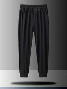 1 件男士速干高弹力户外运动跑步健身运动裤，春夏季 - 黑色 - 查看 3