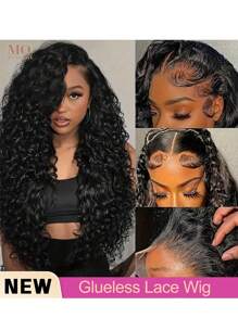 200% 4x4 Jerry Curly Lace Front Wigs Human Hair 200% Density Deep Wave Frontal Wigs Blended Human Hair Transparent Lace Curly Wigs For Women Pre Plucked With Baby Hair Curly Lace Front Wig Human Hair Natural Black Color