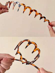 1个/2个/4个装 - 女士优雅豹纹大波浪发箍，蓬松发圈，日常佩戴，万圣节发饰 - 彩色 - 查看 5
