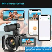 Nicamery 4K 视频摄像机 48.0MP 摄影相机，配备 3.0 英寸 IPS 显示屏、电容式触摸屏、270° 旋转、WiFi 传输、16 倍数码变焦、红外补光灯、麦克风、遥控器和 2 块电池、32G SD 卡