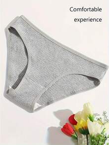 7pcs Women's Cotton Briefs Solid Color Ribbed Fabric Low Waisted Briefs Comfortable And Simple - 彩色 - 查看 5